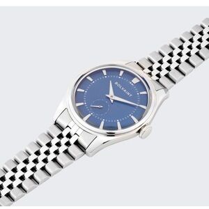 Men’s Automatic Watch Blue Dial Silver Bracelet Luxury Dress Watch Bolvaint